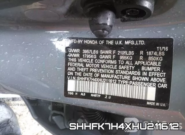 SHHFK7H4XHU211612 фото 10
