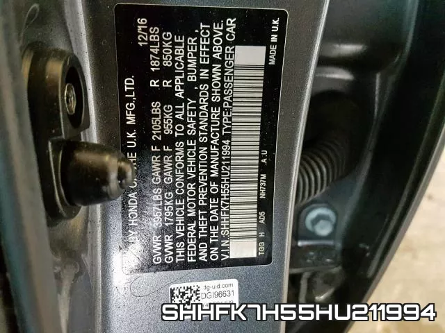 SHHFK7H55HU211994 фото 2