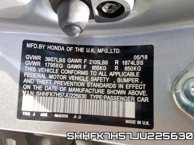 SHHFK7H57JU225630 фото 2
