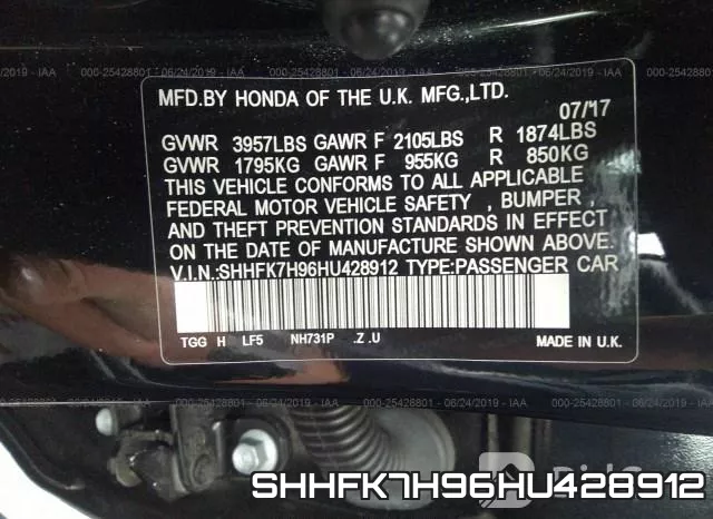 SHHFK7H96HU428912 фото 9