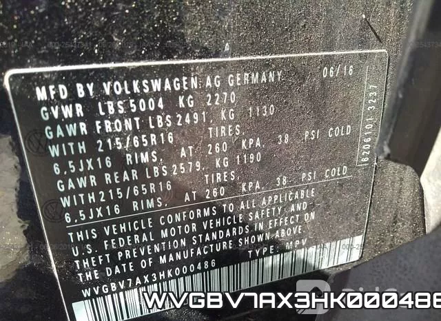 WVGBV7AX3HK000486 фото 10