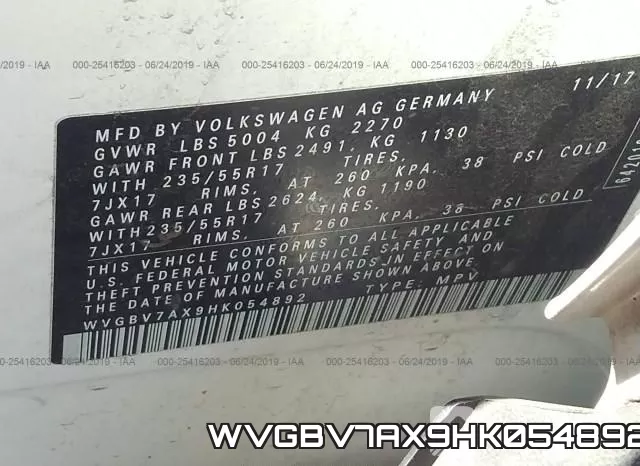 WVGBV7AX9HK054892 фото 10