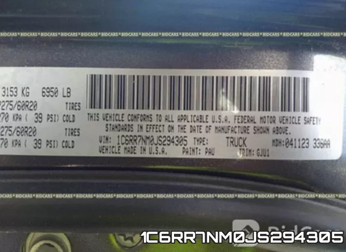 1C6RR7NM0JS294305 фото 10