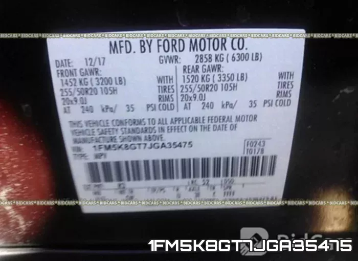 1FM5K8GT7JGA35475 фото 10