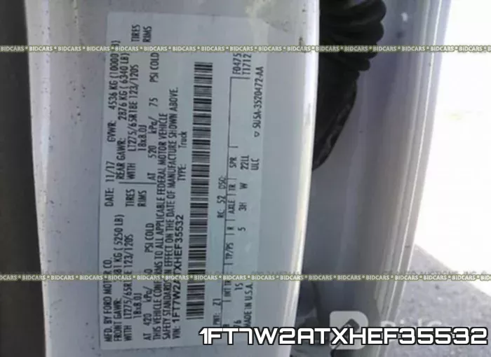 1FT7W2ATXHEF35532 фото 10