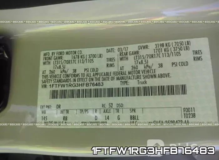 1FTFW1RG3HFB76483 фото 10