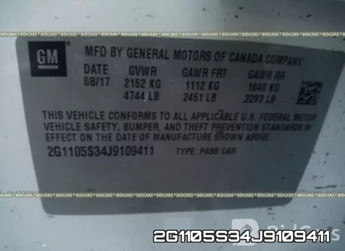 2G1105S34J9109411 фото 10