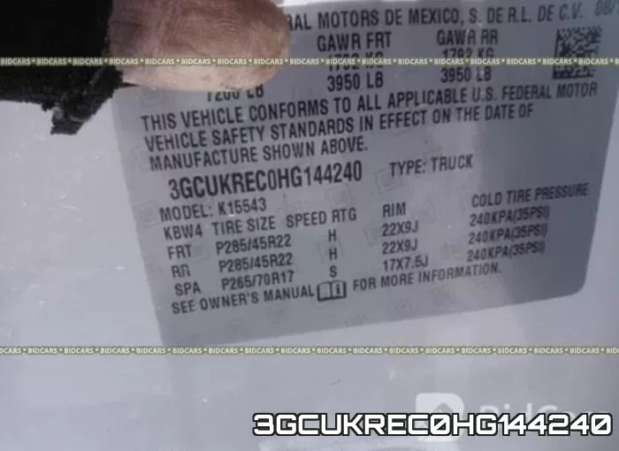 3GCUKREC0HG144240 фото 9