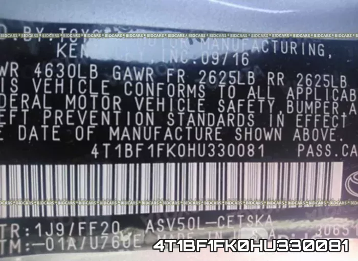 4T1BF1FK0HU330081 фото 10