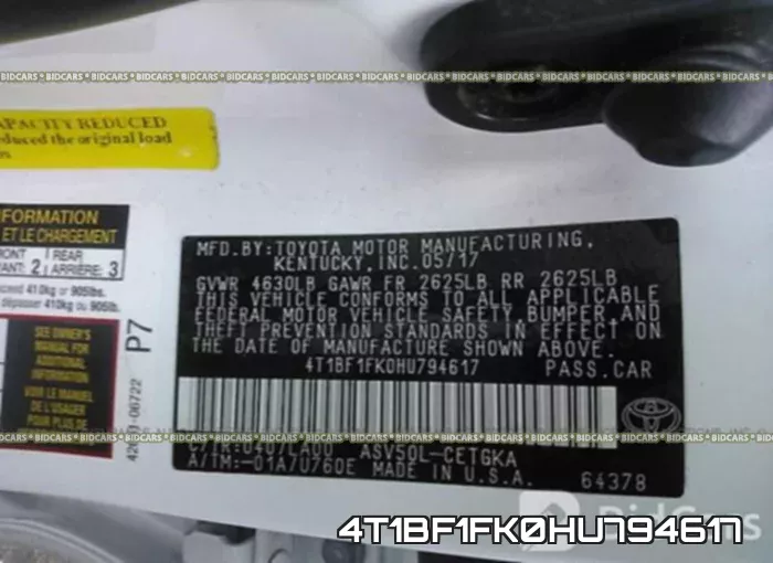 4T1BF1FK0HU794617 фото 10