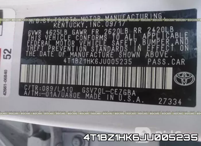 4T1BZ1HK6JU005235 фото 10