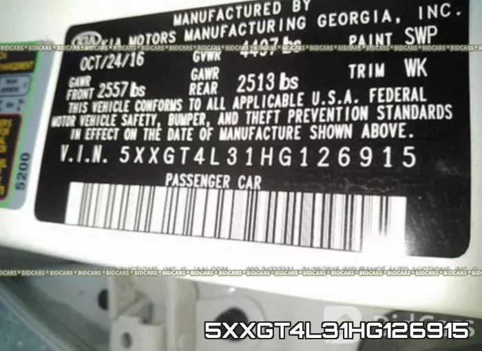 5XXGT4L31HG126915 фото 10