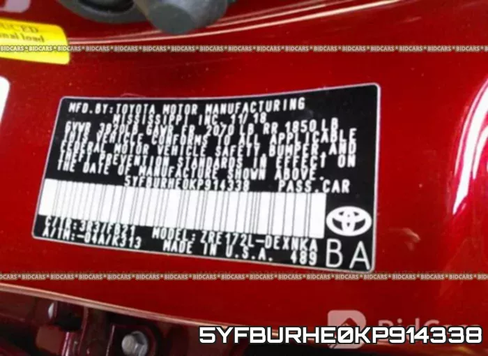 5YFBURHE0KP914338 фото 10