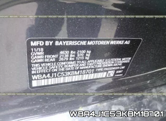 WBA4J1C53KBM18701 фото 10