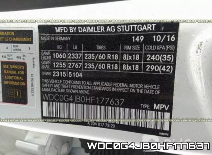 WDC0G4JB0HF177637 фото 10