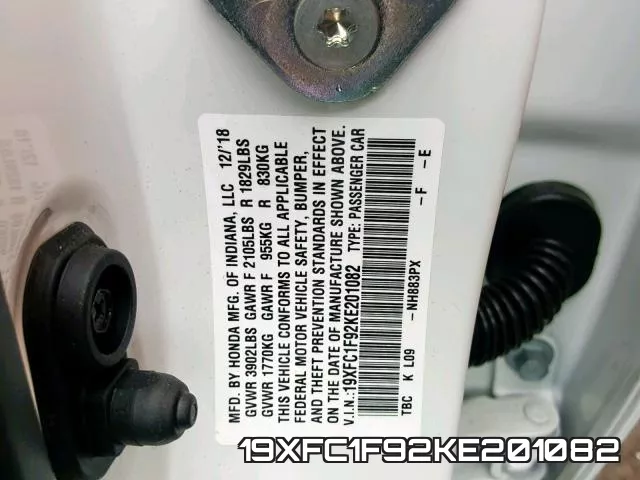 19XFC1F92KE201082 фото 2