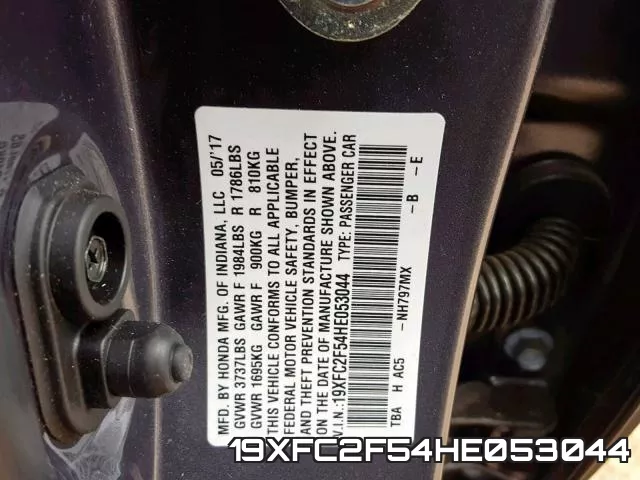 19XFC2F54HE053044 фото 2