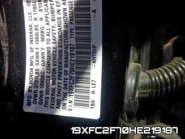 19XFC2F70HE219187 фото 2