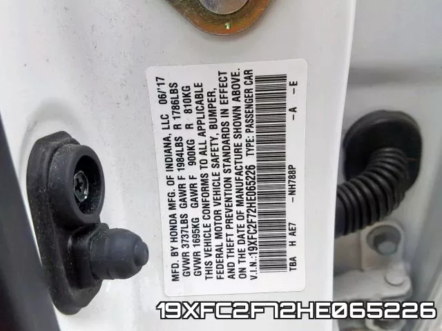19XFC2F72HE065226 фото 2