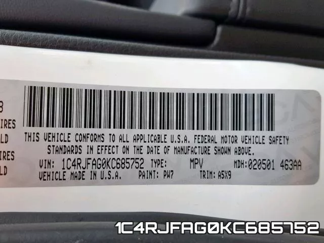 1C4RJFAG0KC685752 фото 2
