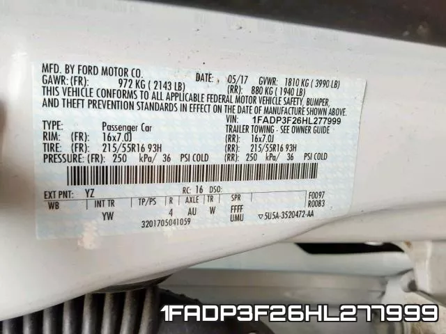 1FADP3F26HL277999 фото 2