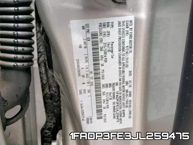 1FADP3FE3JL259475 фото 2