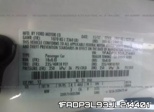 1FADP3L93JL214401 фото 10