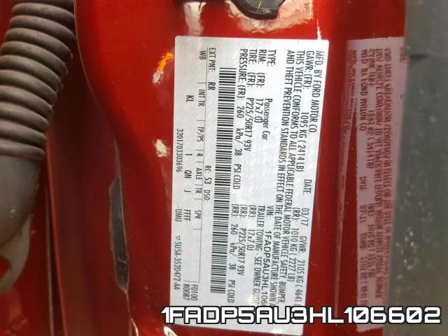 1FADP5AU3HL106602 фото 2