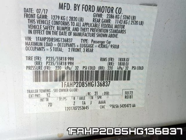 1FAHP2D85HG136837 фото 2