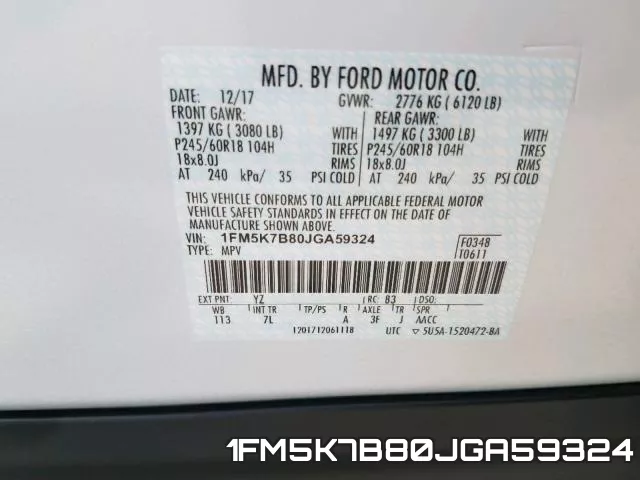 1FM5K7B80JGA59324 фото 2
