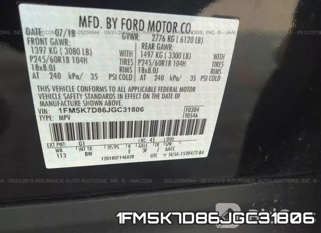 1FM5K7D86JGC31806 фото 10