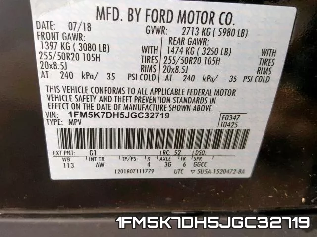 1FM5K7DH5JGC32719 фото 2