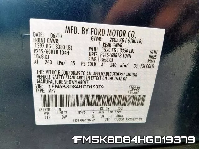 1FM5K8D84HGD19379 фото 2