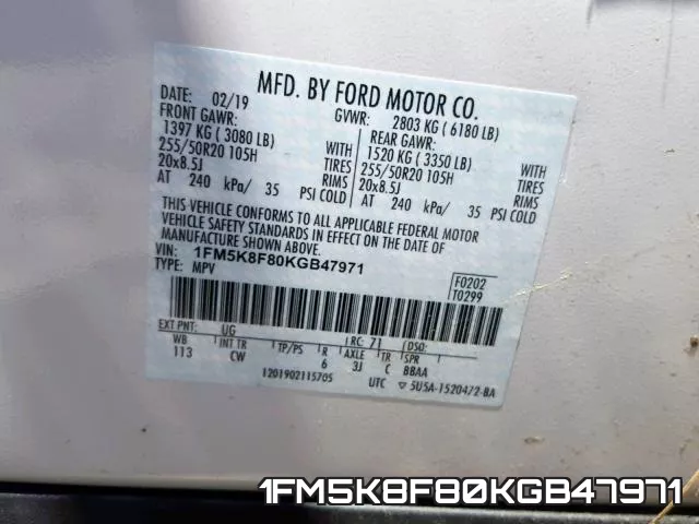 1FM5K8F80KGB47971 фото 2