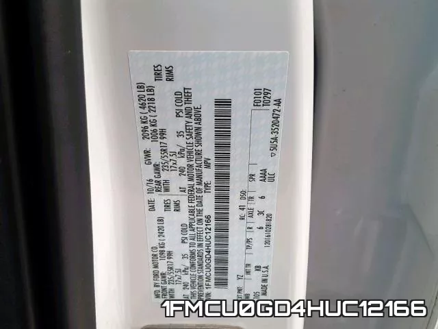 1FMCU0GD4HUC12166 фото 2