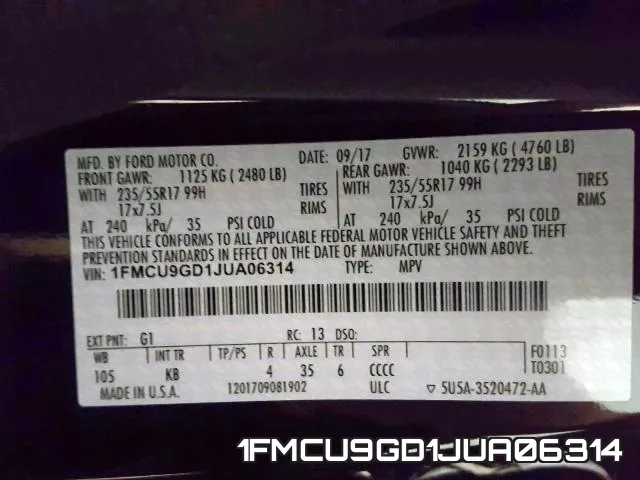 1FMCU9GD1JUA06314 фото 2