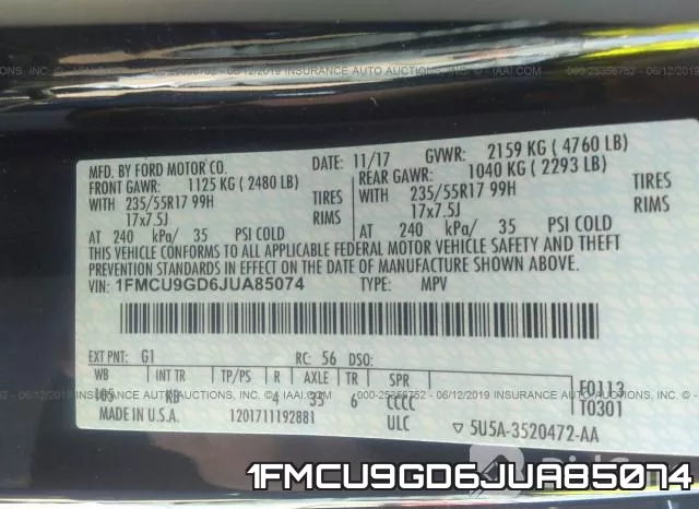 1FMCU9GD6JUA85074 фото 10