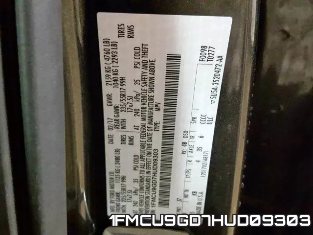 1FMCU9GD7HUD09303 фото 2