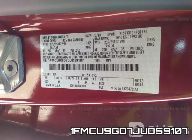 1FMCU9GD7JUD59107 фото 10