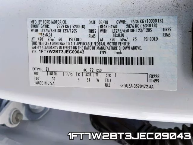 1FT7W2BT3JEC09043 фото 2