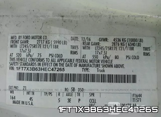 1FT7X3B63HEC47265 фото 9