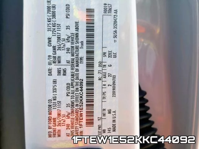 1FTEW1E52KKC44092 фото 2