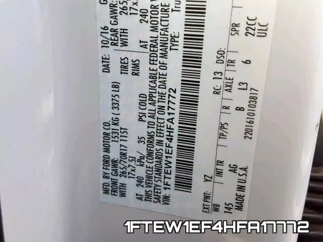 1FTEW1EF4HFA17772 фото 2