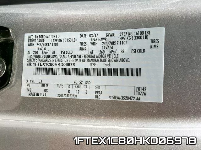 1FTEX1C80HKD06978 фото 2