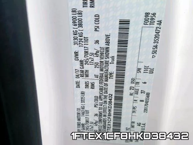 1FTEX1CF8HKD38432 фото 2