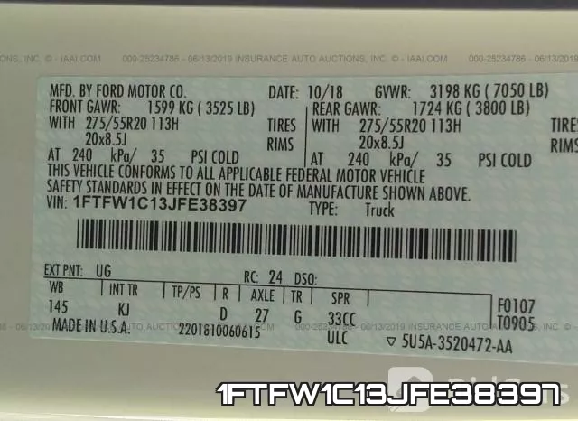 1FTFW1C13JFE38397 фото 10