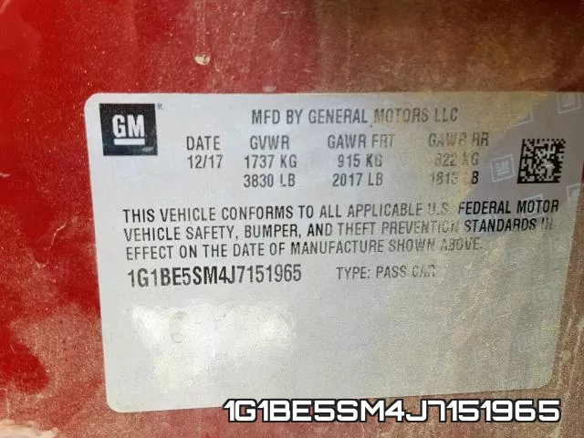 1G1BE5SM4J7151965 фото 2