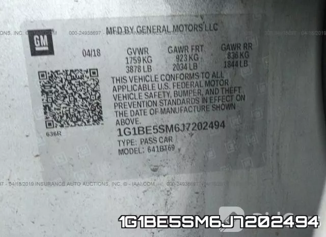 1G1BE5SM6J7202494 фото 10