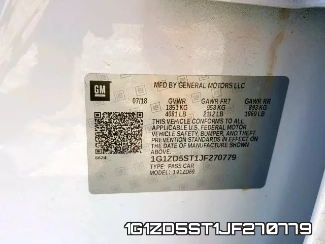 1G1ZD5ST1JF270779 фото 2