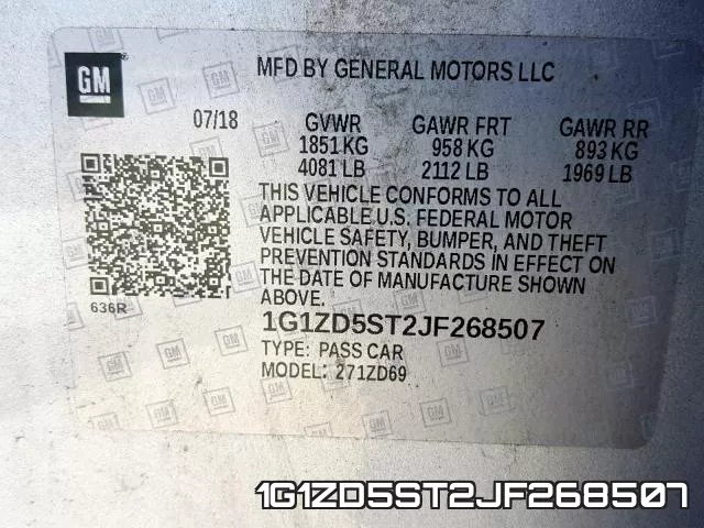 1G1ZD5ST2JF268507 фото 2